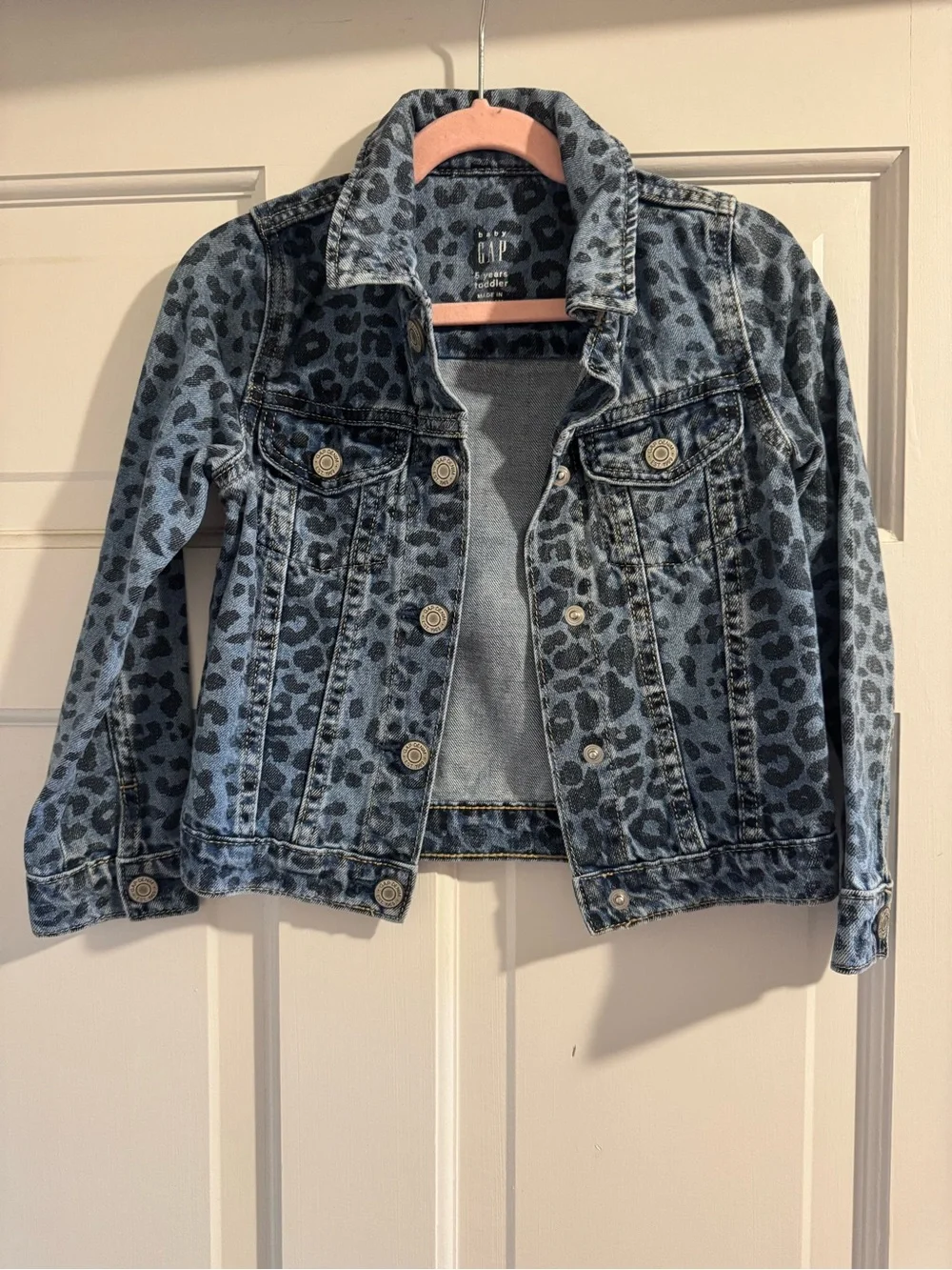 GAP Kids Blue Leopard Print Denim Jacket